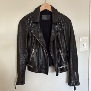 All Saints Black Leather Biker Jacket